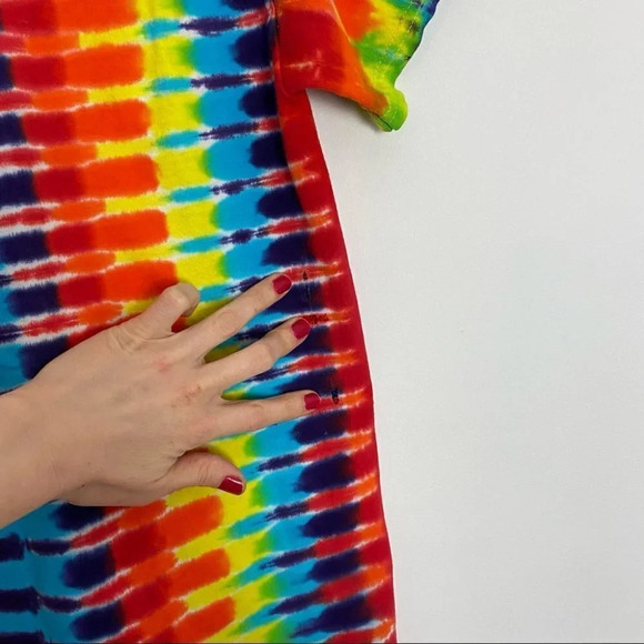 Reflective Colorful Tie Dye Retro Skater Custom Upcycled Tee Unisex Small Tshirt - Picture 14 of 16